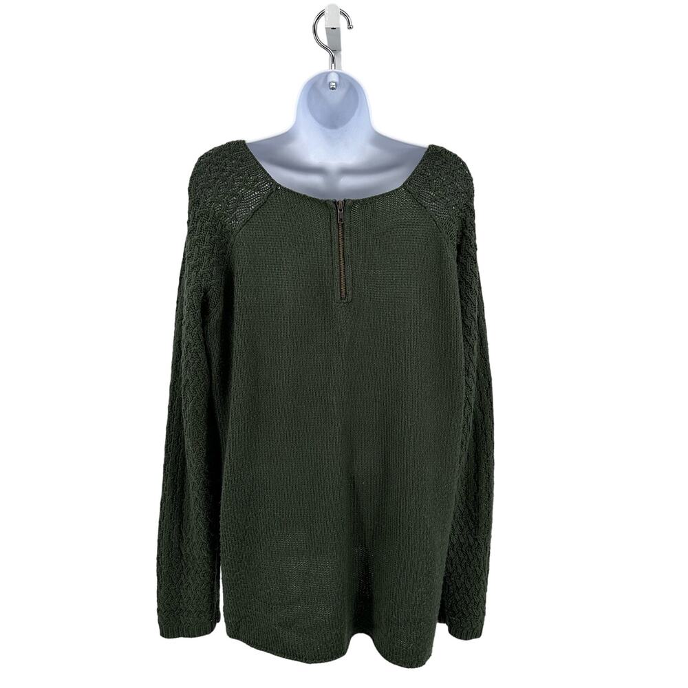 Maurices Green/Gold Fleck Sweater WMNS XL Crew Neck Patchwork Jumper Boho Waffle